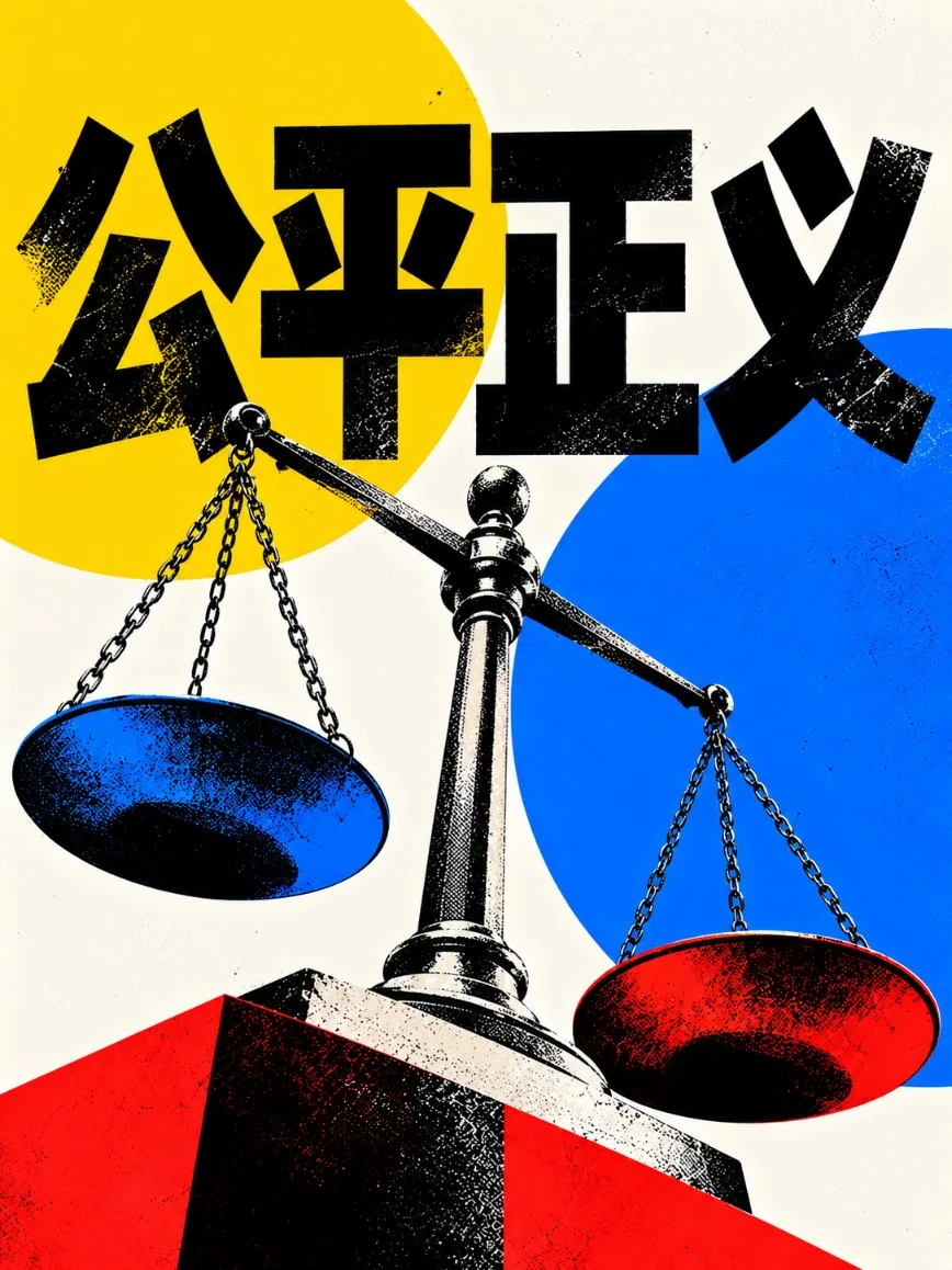 Justice & Fairness · Minimalist Symbolic Poster